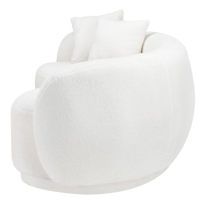 ACH-CASEW-SP-WH LivingFusion Millie 3 Seater Rounded Teddy Sofa White