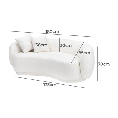 ACH-CASEW-SP-WH LivingFusion Millie 3 Seater Rounded Teddy Sofa White