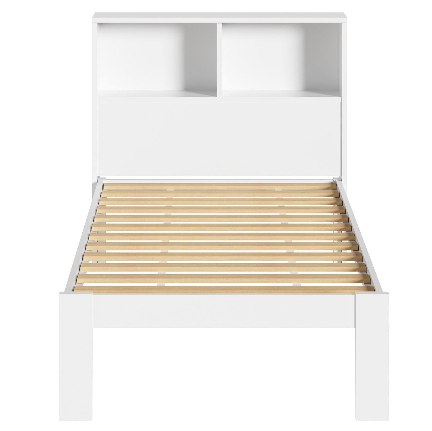 BF-W-A13-SHELF-WH-AB Isabelle Pine Wood Single Bed with Shelves