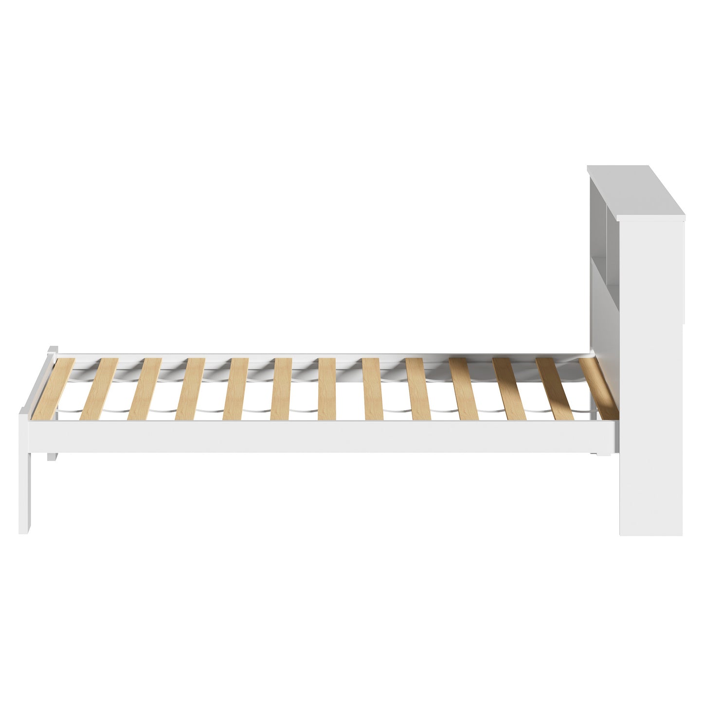 BF-W-A13-SHELF-WH-AB Isabelle Pine Wood Single Bed with Shelves