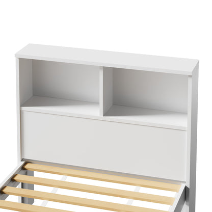 BF-W-A13-SHELF-WH-AB Isabelle Pine Wood Single Bed with Shelves