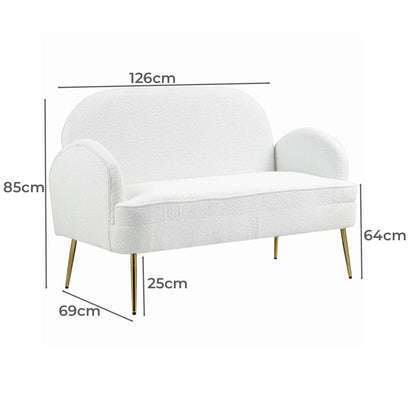 IHD-JASF21-WH Julika 2 Seater Boucle Sofa White Color