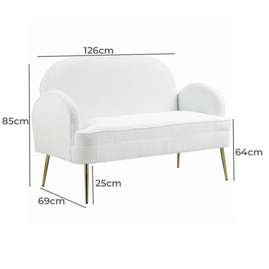 IHD-JASF21-WH Julika 2 Seater Boucle Sofa White Color