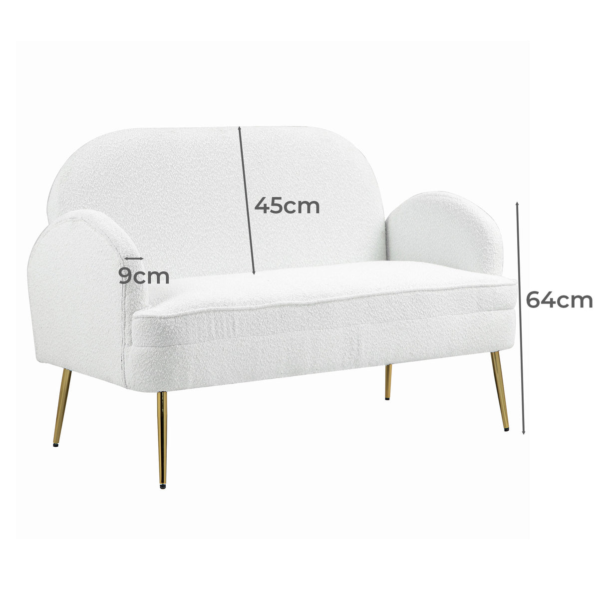 IHD-JASF21-WH Julika 2 Seater Boucle Sofa White Color