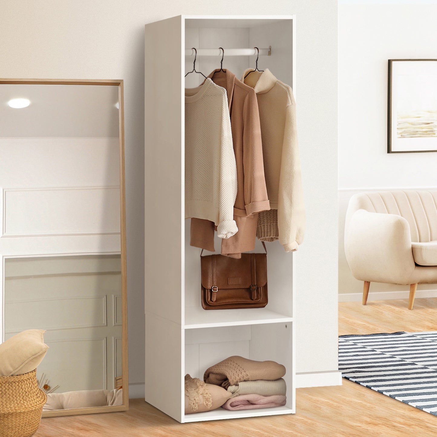 WA-MEXI-185G1-WH-AB Cassandra Open Wardrobe
