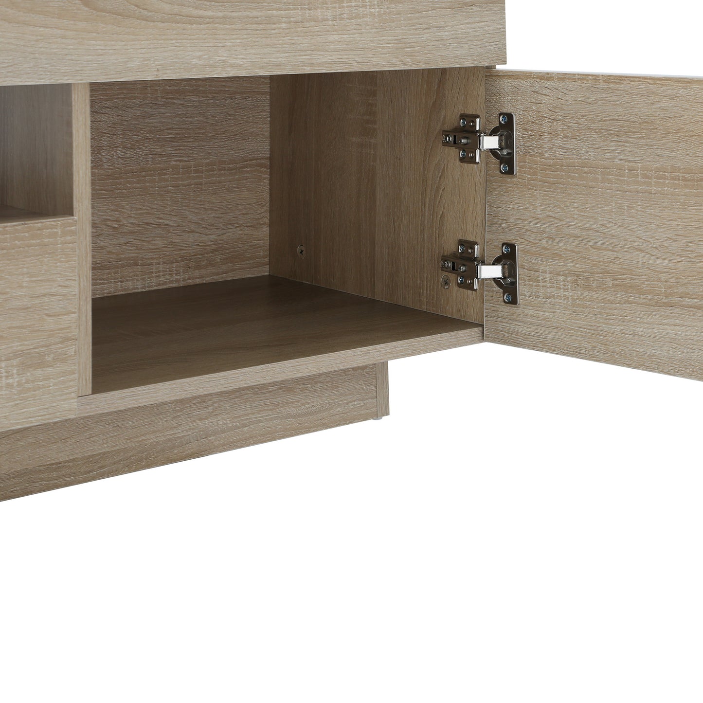 EU-B6-180-WD Oikiture TV Cabinet Entertainment Unit Stand Storage Drawer White Wooden 180cm