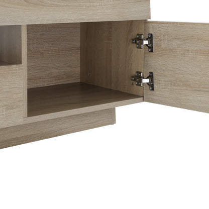 EU-B6-180-WD Oikiture TV Cabinet Entertainment Unit Stand Storage Drawer White Wooden 180cm