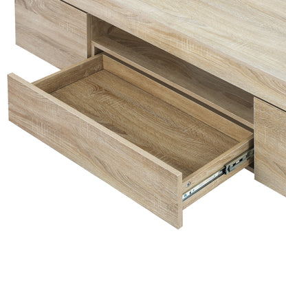 EU-B6-180-WD Oikiture TV Cabinet Entertainment Unit Stand Storage Drawer White Wooden 180cm