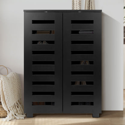 SS-AND-D2-BK Basma 2 Door Black Shoe Cabinet Living Fusion Kendra 2 Door Shoe Cabinet