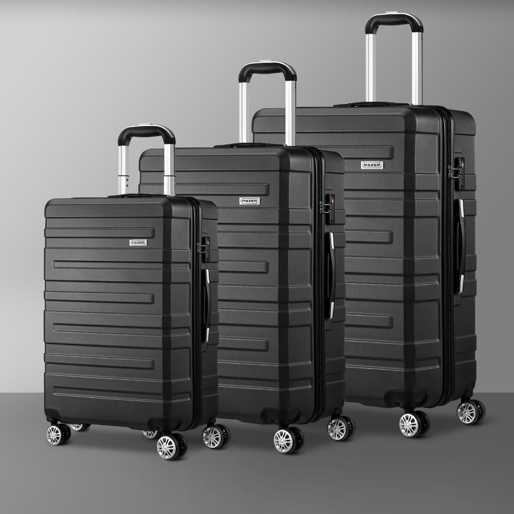 LGS-A1-3PCS-BK 3PCS Luggage Suitcase Trolley Set Travel TSA Lock Storage Hard Case Black
