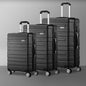 LGS-A1-3PCS-BK 3PCS Luggage Suitcase Trolley Set Travel TSA Lock Storage Hard Case Black