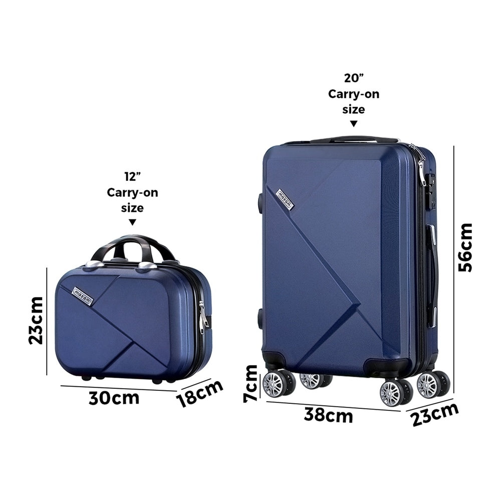 LGS-A2-2PCS-NV 2Pcs Luggage Suitcase Trolley Set Travel Tsa Lock Storage Hard Case Navy