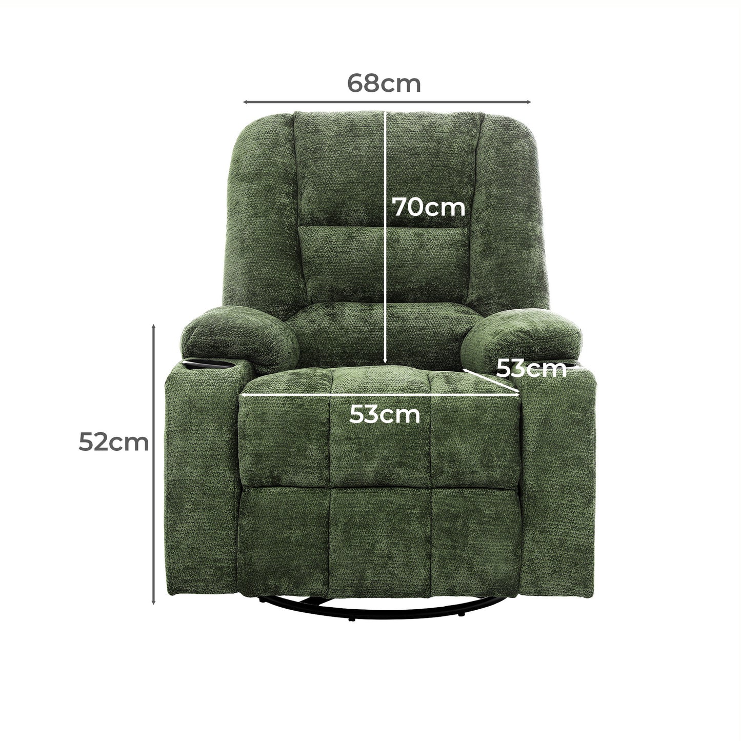 RCH-B5-LILLE-GN Living Fusion Linzie Heated Massage Recliner & Rocking Chair Green