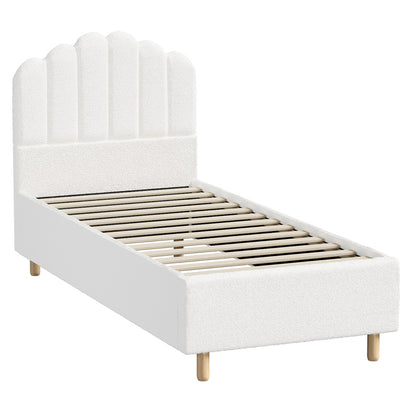 BF-B-SLON-KS-SP-WH-AB Ellora King Single Boucle Bed Frame