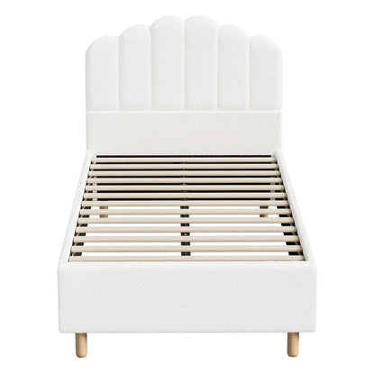 BF-B-SLON-KS-SP-WH-AB Ellora King Single Boucle Bed Frame