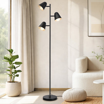FL-A-TREE-161H-BK Lumir Iron 3 Light Floor Lamp Oikiture 2-Head Floor Lamp Standing Lamp Black