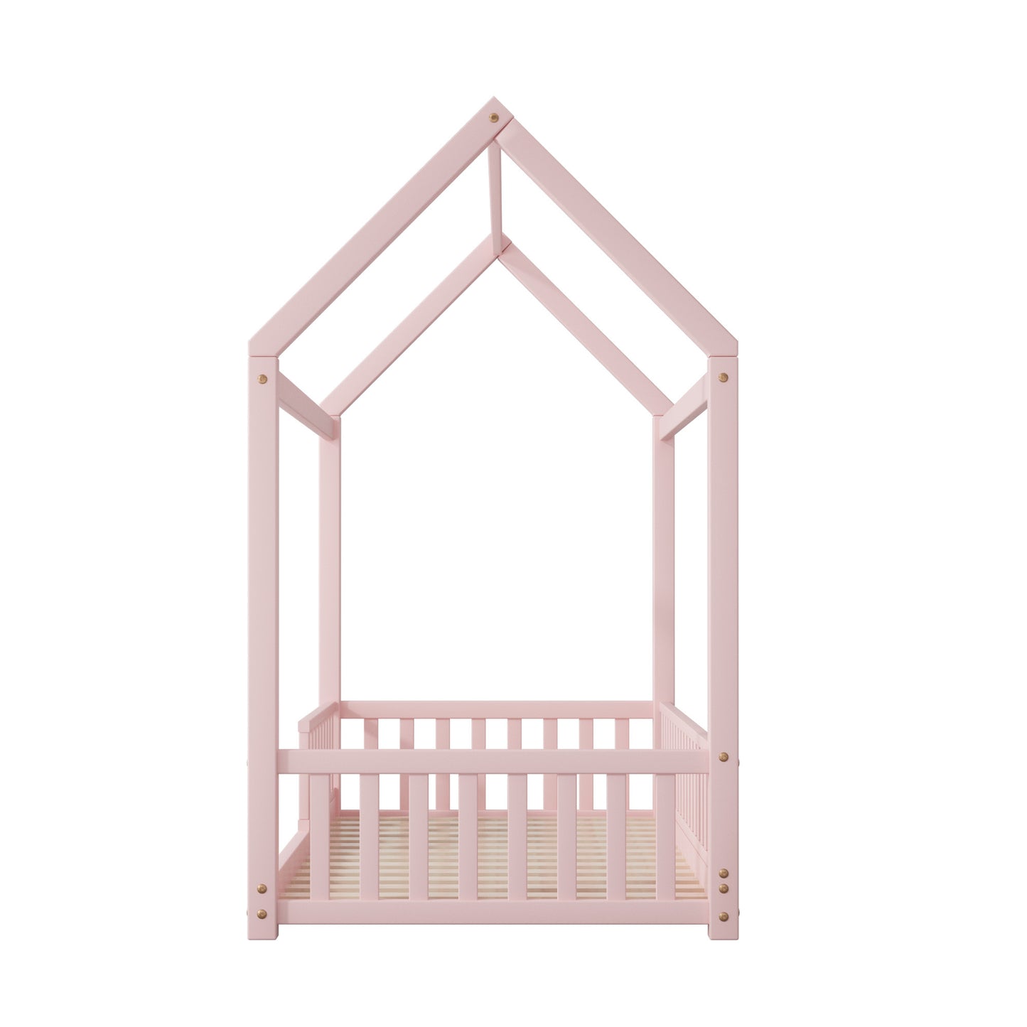 BF-W-A2-PK-AB Pink Color Luther Kids' House Single Size Bed Frame