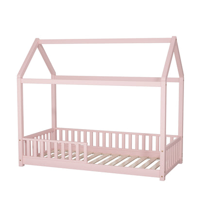 BF-W-A2-PK-AB Pink Color Luther Kids' House Single Size Bed Frame