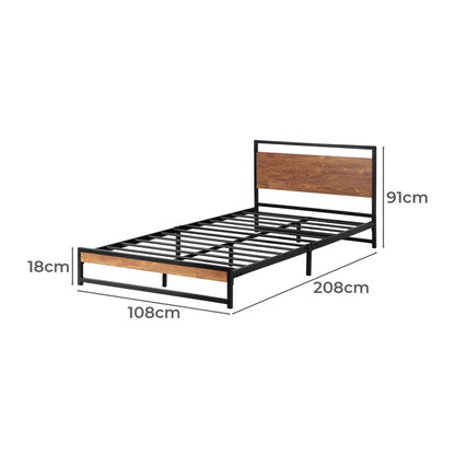 MBF-MODERN-KS-BK King Single Size Beds Metal Bed Frame Base Platform Wood