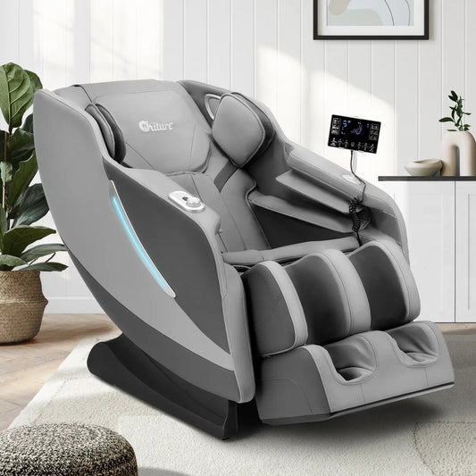 MCH-A1-CITY-GY Oikiture Electric Massage Chair Heated Recliner Zero Gravity