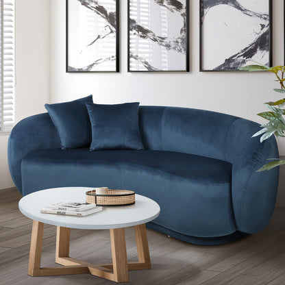 ACH-CASEW-VV-BL LivingFusion Millie 3 Seater Rounded Velvet Sofa Blue