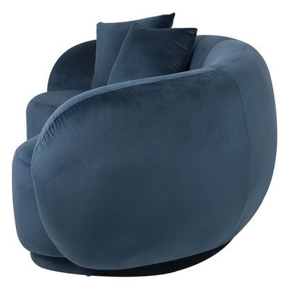 ACH-CASEW-VV-BL LivingFusion Millie 3 Seater Rounded Velvet Sofa Blue