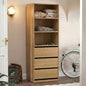 WA-MEXI-WD-AB Natural Color Cassandra 3 Shelf 3 Drawer Wardrobe
