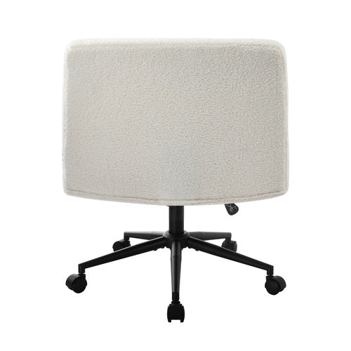 OCH-E3-SQ4-OF-SP-WH Oikiture Armless Office Chair Wide Seat with Wheels Boucle White