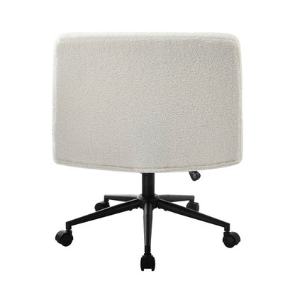 OCH-E3-SQ4-OF-SP-WH Oikiture Armless Office Chair Wide Seat with Wheels Boucle White