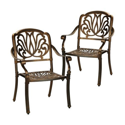 ODDS-AL-ELIZB-BZ-2PC Livsip Outdoor Dining Chairs Cast Aluminium Frame Set of 2