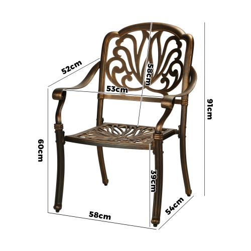 ODDS-AL-ELIZB-BZ-2PC Livsip Outdoor Dining Chairs Cast Aluminium Frame Set of 2