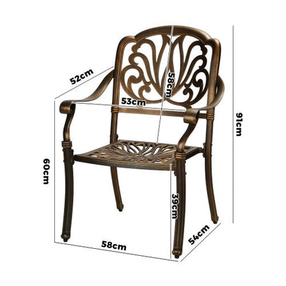ODDS-AL-ELIZB-BZ-2PC Livsip Outdoor Dining Chairs Cast Aluminium Frame Set of 2