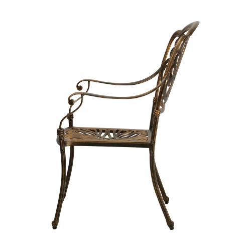 ODDS-AL-ELIZB-BZ-2PC Livsip Outdoor Dining Chairs Cast Aluminium Frame Set of 2