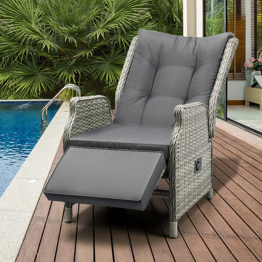 ODR-RW-FTR-GY Livsip Recliner Chairs with Adjustable Footrest Grey
