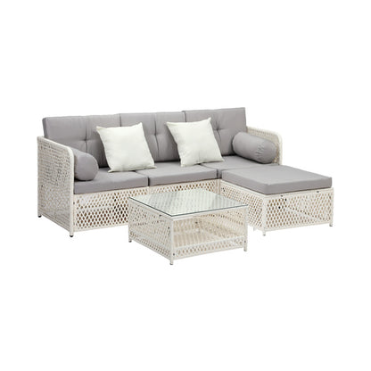 ODSS-CORAL-WH-ABC Livsip Outdoor Furniture Sofa Set 5PCS Wicker Lounge Setting
