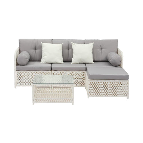 ODSS-CORAL-WH-ABC Livsip Outdoor Furniture Sofa Set 5PCS Wicker Lounge Setting