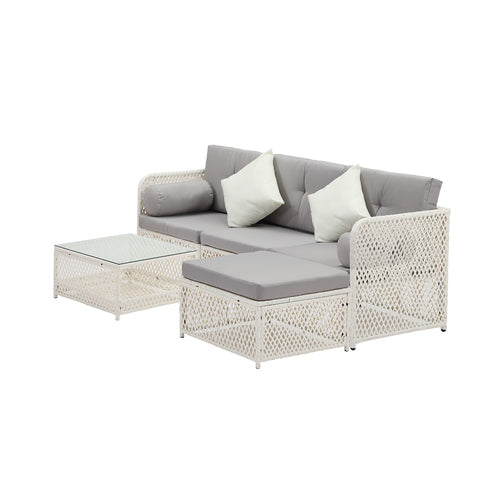 ODSS-CORAL-WH-ABC Livsip Outdoor Furniture Sofa Set 5PCS Wicker Lounge Setting