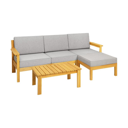 ODSS-WD-PLAYA-ABC Outdoor Sofa Set Patio Furniture Wooden Table Chairs Garden Lounge 5Piece