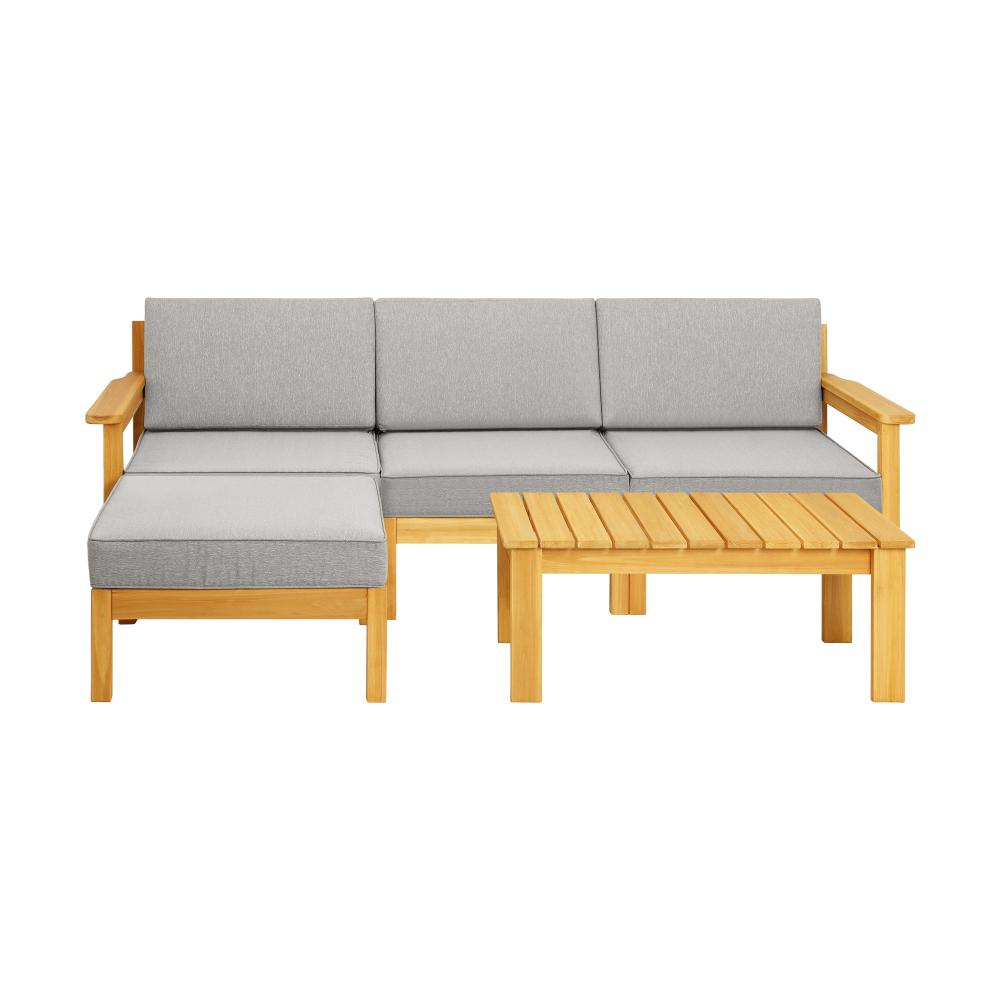 ODSS-WD-PLAYA-ABC Outdoor Sofa Set Patio Furniture Wooden Table Chairs Garden Lounge 5Piece