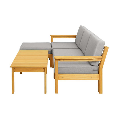ODSS-WD-PLAYA-ABC Outdoor Sofa Set Patio Furniture Wooden Table Chairs Garden Lounge 5Piece