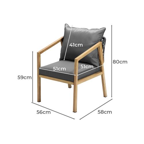 OPS-ACCOR-CH-WD-2PC Livsip 2X Outdoor Armchairs with Padded Seat and Back Cushions