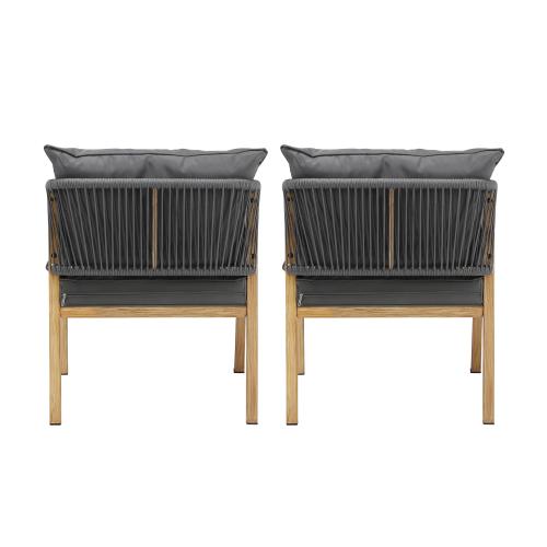 OPS-ACCOR-CH-WD-2PC Livsip 2X Outdoor Armchairs with Padded Seat and Back Cushions