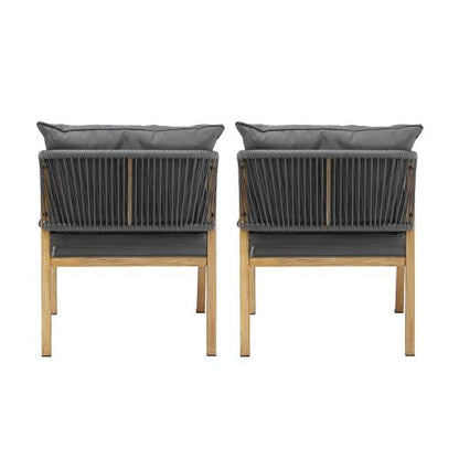OPS-ACCOR-CH-WD-2PC Livsip 2X Outdoor Armchairs with Padded Seat and Back Cushions