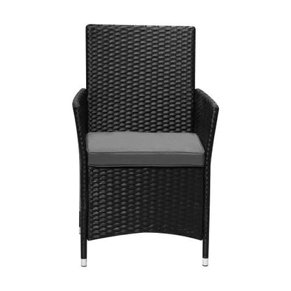 OPS-RTN-CH-BK-2PC Livsip 2X Outdoor Patio Chairs Rattan Black