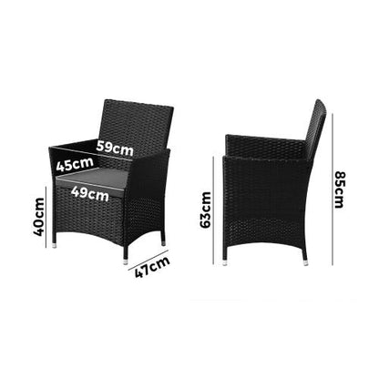 OPS-RTN-CH-BK-2PC Livsip 2X Outdoor Patio Chairs Rattan Black