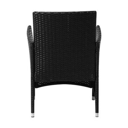 OPS-RTN-CH-BK-2PC Livsip 2X Outdoor Patio Chairs Rattan Black
