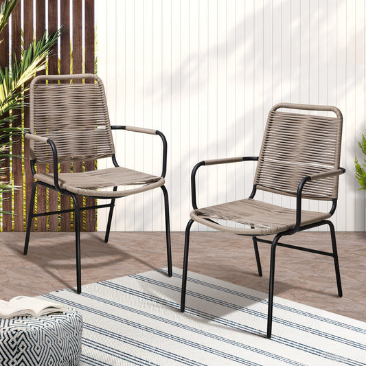 OPS-RW-CH-GY-2PC 2PCS Outdoor Dining Chairs Outdoor Patio Chairs
