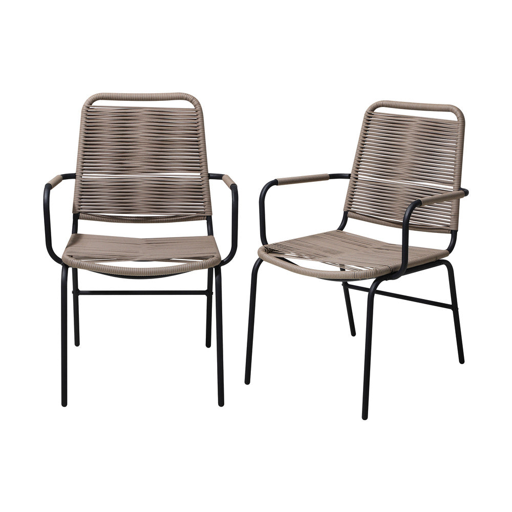 OPS-RW-CH-GY-2PC 2PCS Outdoor Dining Chairs Outdoor Patio Chairs