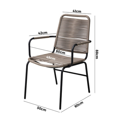 OPS-RW-CH-GY-2PC 2PCS Outdoor Dining Chairs Outdoor Patio Chairs