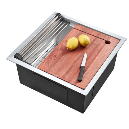 WSB-SI-4545-SS-R Braxton Home Orly 450mm Single Stainless Steel Kitchen Sink & Accessories Package